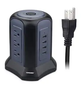 Surge Protector Power Strip Tower with USB and wireless charger Suitable for mobile phone tablet TV home and office