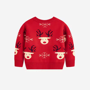 Fabricant OEM/ODM, pull de Noël personnalisé, pull rouge en tricot, pull à col rond pour garçons, filles, bébés, pull à motif de dessin animé - Product Image 2