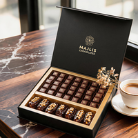 Boîte cadeau magnétique de luxe noire et or pour chocolats, boîte rigide en papier avec logo personnalisé pour emballage de chocolats et dattes de Dubaï, coffret cadeau