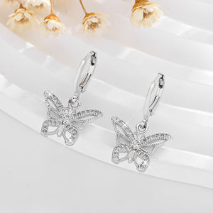 2025โรงงานขายส่งคุณภาพสูงจี้ผีเสื้อ14K ทองแดงชุบทองเพทายทองเหลืองต่างหูเครื่องประดับสตรี - Product Image 3