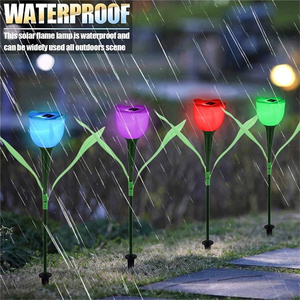 Luces solares de flores para jardín, luces de tulipán artificiales impermeables para exteriores, con Panel Led que cambia de Color - Product Image 6