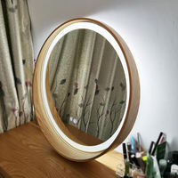 Miroir LED ovale rétroéclairé au design moderne et naturel pour coiffeuse, hôtel, salle de poudre, chambre à coucher - Vente en gros