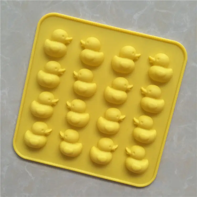 16 Lubang Cetakan Permen Bebek Karet, Cetakan Fondant Coklat Bebek Kuning Silikon untuk Dekorasi Cupcake Gummy Fat Bomb