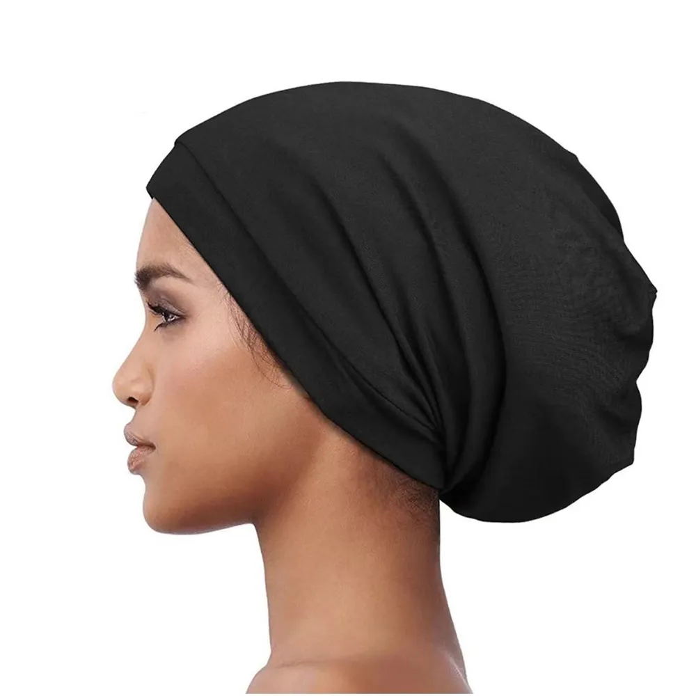 Women Sleep Hair Cap Satin Lined Slouchy Beanie Hats