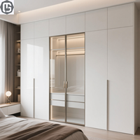 GAMSUNG Nouvelle Armoire de Chambre à Coucher en Acier Inoxydable Durable avec Éclairage LED, Design Moderne, Étanche, Meuble Écologique Pré-assemblé