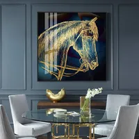 Peinture sur Porcelaine Cristalline Personnalisée Moderne à Impression Numérique, Motif Cheval Animal, Impressions HD sur Verre Floral pour Décoration Intérieure