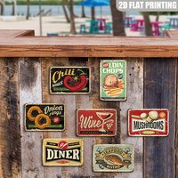 Letrero Metálico de Lomo de Cerdo, Arte de Pared Estilo Restaurante Vintage para Comedor y Cocina