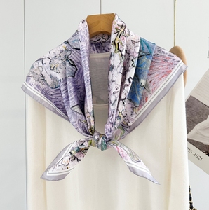 <strong>Custom</strong> Logo Design Square Designer Pure Silk Scarf <strong>Printed</strong> 90*90cm Double Sided <strong>Printed</strong> Twill Scarf Silk <strong>Bandana</strong> For Women