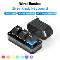 Teclado de Programación Macro Macropad RGB Mini Hot Swap para Juegos, Teclado Personalizado con Perilla, Interruptor Rojo, 3 Teclas para Multimedia