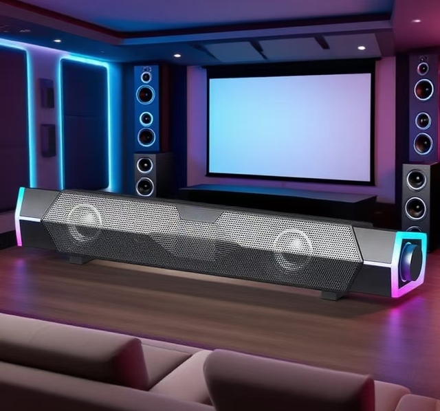 Hot Sale Stereo Colorful Lights HIFI Gaming Bar Computer Speaker Wireless RGB Gaming Speaker Soundbar PC Computer Party Speaker