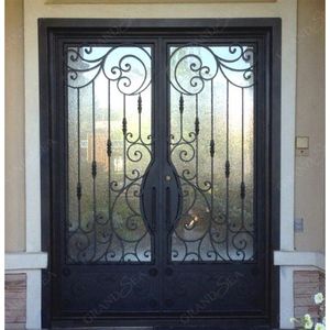 Modernes Design Außen Doppel glas Metall Sicherheit Schmiedeeisen Doppel <span class=keywords><strong>front</strong></span> Eingangstüren - Product Image 1