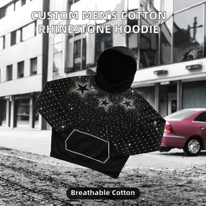 Sweat à capuche streetwear de créateur en coton épais 100 % – Personnalisable avec strass thermocollants, impression, broderie – Respirant - Product Image 2