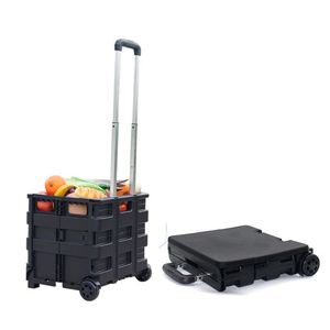 Hot Sale Supermarket <b>Plastic</b> Portable Foldable Luggage Cart Folding Shopping <b>Trolley</b> Shop Bags - Product Image 4