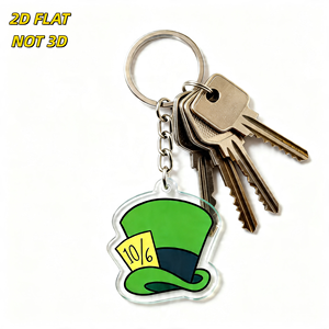 Porte-clés en acrylique <span class=keywords><strong>Chapeau</strong></span> Haut-de-forme Vert <span class=keywords><strong>du</strong></span> Chapeleur <span class=keywords><strong>Fou</strong></span>, avec détail de marque 10/6, breloque fantaisie inspirée <span class=keywords><strong>du</strong></span> pays des merveilles pour clés, accessoire amusant - Product Image 3