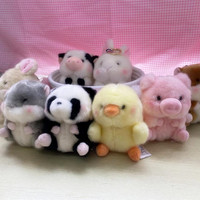 Porte-clés en peluche Kawaii (porc, panda, hamster, lapin, poussin) – Jouets en peluche, breloques pour sac à dos