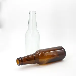 Etichetta personalizzata fornita 330ml trasparente ambra viola nero blu verde marrone bottiglia di vetro di birra trasparente per bevande Soju di succo