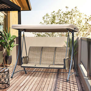 Outsunny 3 Seater <b>Garden</b> <b>Swing</b> with Adjustable <b>Canopy</b> and Storage Pockets Brown 196x128x172cm - Product Image 2