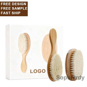 Brosse de bain pour bébé en laine avec logo personnalisé, poils doux, soin du cuir chevelu, peigne de massage des méridiens, peigne de nettoyage du cuir chevelu, portable et facile à utiliser - Product Image 1