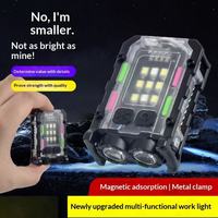Senter LED Gantungan Kunci Plastik Baru Tahan Air IP65, Sinar Dapat Diatur, Mini, Klip Topi, Pertahanan Diri, Kerja, Peringatan Merah Biru