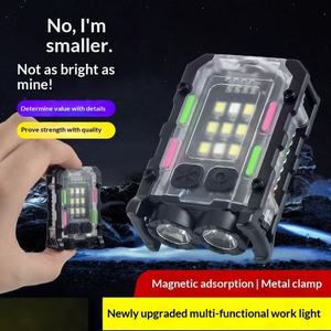 New Keychain <b>LED</b> <b>Flashlight</b> Outdoor Dual-Source Strong Mini Cap Clip Light Self-Defense Work Red Blue Warning Light - Product Image 6