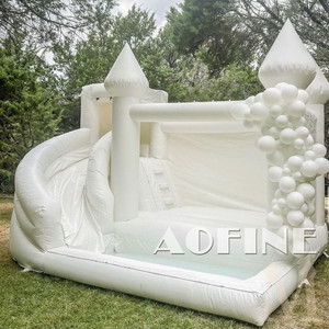 Château gonflable commercial de grande taille, blanc, pour mariage, avec deux toboggans pour enfants, modèle AOFINE Afc300, capacité de 10 personnes, 2 - Product Image 6