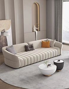 Canapé moderne en bois massif, tissu en coton et lin, velours, éponge haute densité d'Asie de l'Est, design tendance - Product Image 3