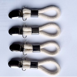 Attaches-serviettes suspendues en métal avec boucle en coton tressé et <span class=keywords><strong>pince</strong></span> métallique <span class=keywords><strong>pour</strong></span> salle de bain - Product Image 5