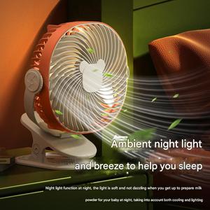 Nouveau grand clip bureau chambre étudiant dortoir USB ventilateur de bureau Rechargeable avec veilleuse longue durée de vie - Product Image 4
