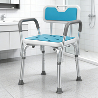 Chaise de douche et de toilette pour personnes âgées et handicapées, avec accoudoirs portables, base stable, outils de réglage de la hauteur, sécurité dans la salle de bain
