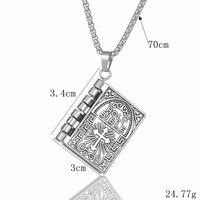 Collier Pendentif Bible Chrétienne Ouvertable en Acier Inoxydable Exquis, Style Vintage Tendance, avec Chaîne Maille Forçat, Forme Rectangulaire, Idéal Cadeau