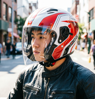 Casque demi-face coloré avec double visière, coque en PP/plastique, pour moto/motocyclette, taille GUA, garantie d'un an