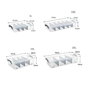 플라스틱 침대 밑 수납함, 칸막이 포함, 바퀴 달린, 옷장 속옷 정리함, 다양한 사이즈 제공 - Product Image 1