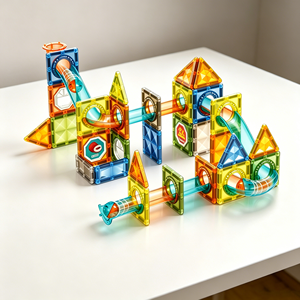62 pièces Blocs de construction magnétiques transparents en forme de diamant, circuit de labyrinthe, jouet éducatif STEM pour enfants 3+ en gros - Product Image 2