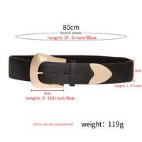 Ceinture large pour femmes, grande boucle dorée, sangle en cuir multicolore, ceinture élégante pour robes et tenues