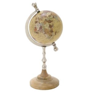 Globo Terráqueo de Escritorio de Lujo con Base de Madera y Marco de Metal |   Esfera Geográfica Decorativa para Oficina, Hogar y Biblioteca - Product Image 1