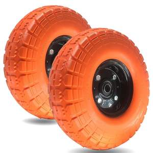 Pneus pneumatiques solides à plat de 10 pouces roues pneus sans air avec roulements à billes décalés de <span class=keywords><strong>5</strong></span>/<span class=keywords><strong>8</strong></span> pour chariot de jardin de <span class=keywords><strong>brouette</strong></span> - Product Image 1