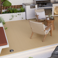 Installation facile, terrasse en WPC, revêtement de sol pour terrasse extérieure, jardin, brun clair, composite extérieur