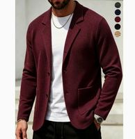 Veste décontractée pour homme à col boutonné, couleur unie, manches longues, coupe ample, chaude, pour le travail