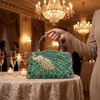 Sacs de soirée pour femmes, pochettes scintillantes en cristal, sacs à main de luxe en diamant, sacs à main vintage en strass, sacs à main en forme de paon pour mariage et fête