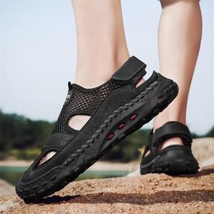 Suitable Coastal Travel Breathable Mesh <b>Sandals</b> <b>Closed</b> <b>Toe</b> Casual <b>Sandals</b> Non Slip Daily Shoes Men Adjustable Hook Loop <b>Summer</b> - Product Image 4