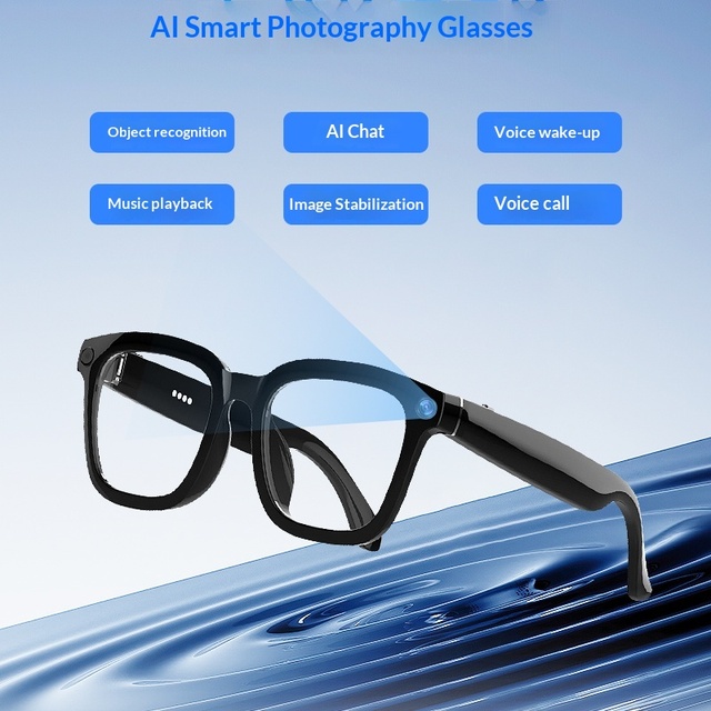 New Smart AI Glasses IPX-4 Waterproof Photography Touch Control ABS Frame Calls Music Playback Real-time Translation Voice