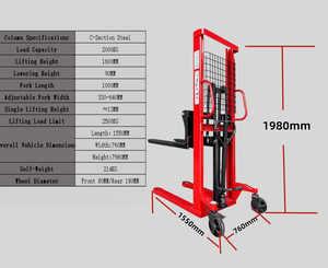 Yishu निर्माता कस्टम प्रभावी बहुक्रियाशील टिकाऊ हाइड्रोलिक 1t 2t मैनुअल फोर्कलिफ्ट उच्च गुणवत्ता वाले पैलेट स्टेकर - Product Image 4
