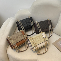 Bolso de Hombro con Correa de Cadena y Solapa, Bolso Cruzado Tipo Acordeón para Mujer, Bolso Mediano Tipo Satchel, Estructurado, Clásico, Vintage, Elegante