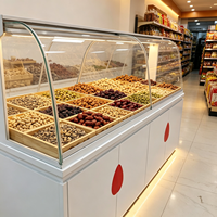 Vitrine en verre incurvé pour magasin de noix grillées, comptoir de vente en gros pour noix et fruits secs, fourniture directe usine sur mesure