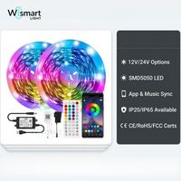 Kit de bande lumineuse LED 12V 24V, installation facile, RGB RGBW adressable, découpable, lumière LED flexible intelligente pour la chambre