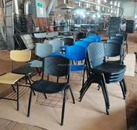 Chaises de conférence avec tablette intégrée, empilables, assise en PP, structure métallique, chaise de formation avec panier de rangement pour salle de réunion