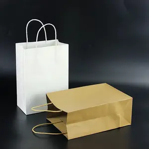 Wholesale Custom Colorful Printed Rectangular Candy Color Kraft Portable Paper Shopping Bags