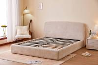 Cadre de lit de luxe nordique King Queen Double Full Size, plateforme basse, capitonné effet nuage, avec rangement