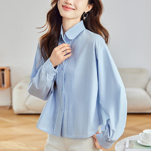 Cotton Organ Pleated White Shirt Women's Long Sleeve 2026 Spring Design Blouse Artistic Temperament Pure Cotton Shirt - Product Image 4