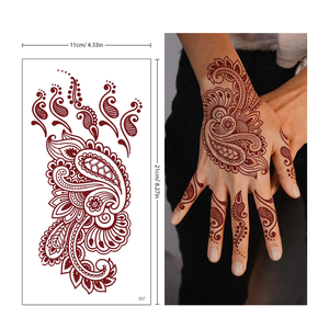 Autocollant de tatouage au henné blanc personnalisé, sûr pour les femmes et les enfants, art corporel temporaire, dentelle rouge, marron, noir, sexy, tendance, Mandela - Product Image 2